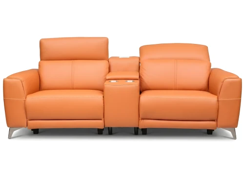 Nowoczesna sofa skórzana Milano z elektryczną funkcją relax, eleganckim wykończeniem i komfortowym siedziskiem do luksusowego salonu.
