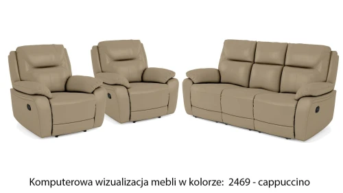 Skórzany zestaw wypoczynkowy z funkcją relax - model Atlanta w kolorze cappuccino